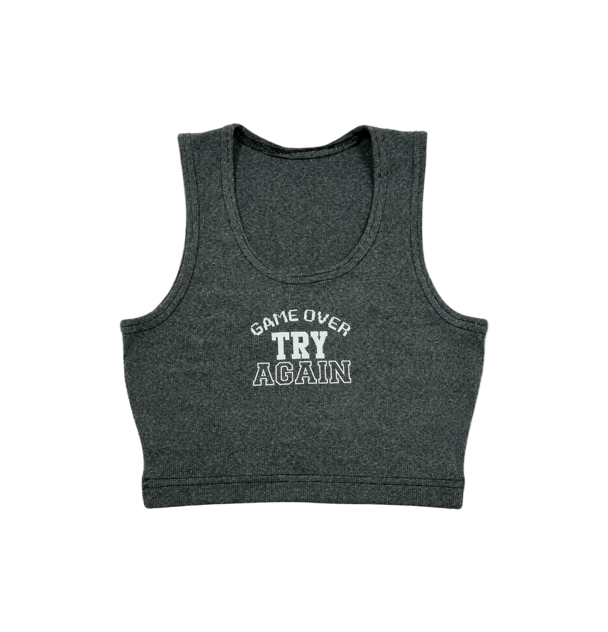 Game-Over  Gray Crop Top